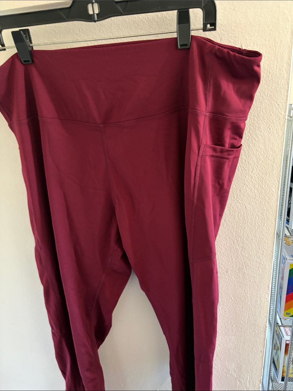 Ashley Stewart Maroon High-Waist Leggings with Side Pocket